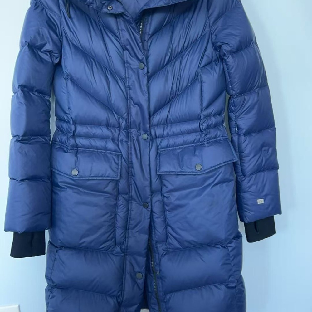 Soia & Kyo Women's Long Navy Puffer Coat